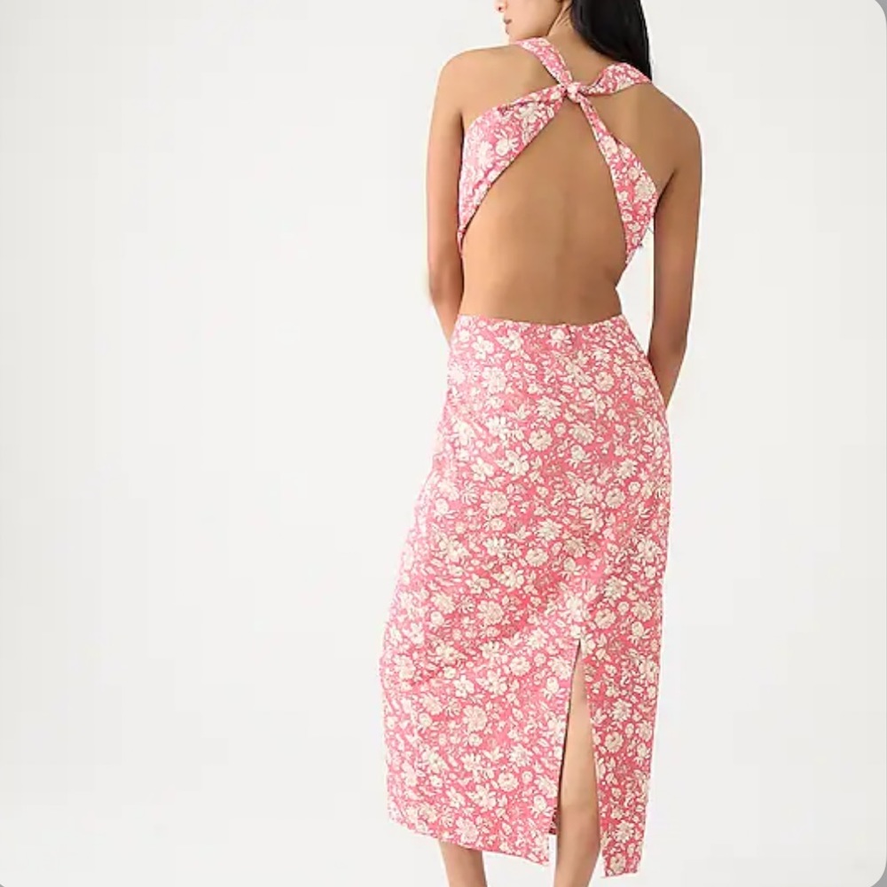 J.Crew Twist-back midi dress in tossed floral - Picture 1 of 7